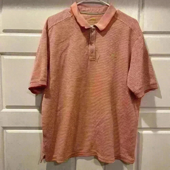 Tommy Bahama Men’s Polo Colors Orange and White Stripes Size XL - Picture 2 of 10